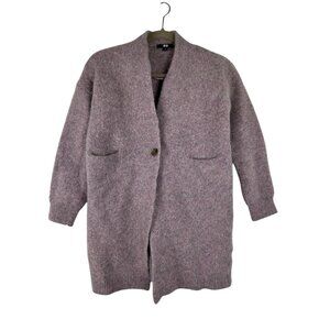 Uniqlo Women's Small/Petite 100% Wool 1-Button Purple Cardigan Sweater
